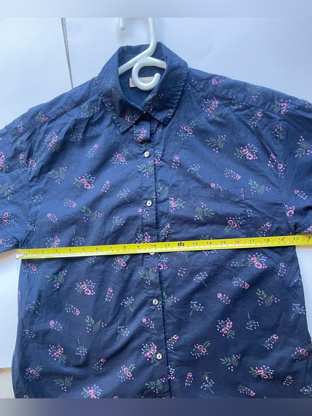 A Bronze Age Floral Shirt Dress XS bruno 
Navy Floral Button-Front - Picture 9 of 11